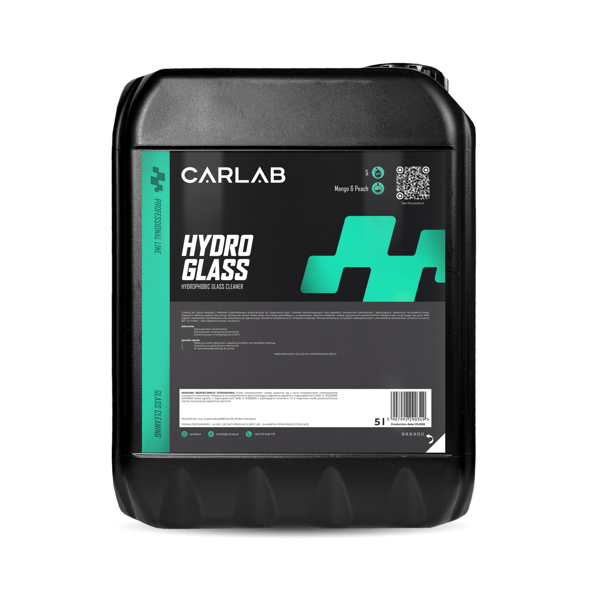Carlab Hydro Glass 5l - płyn do szyb z efektem hydrofobowym