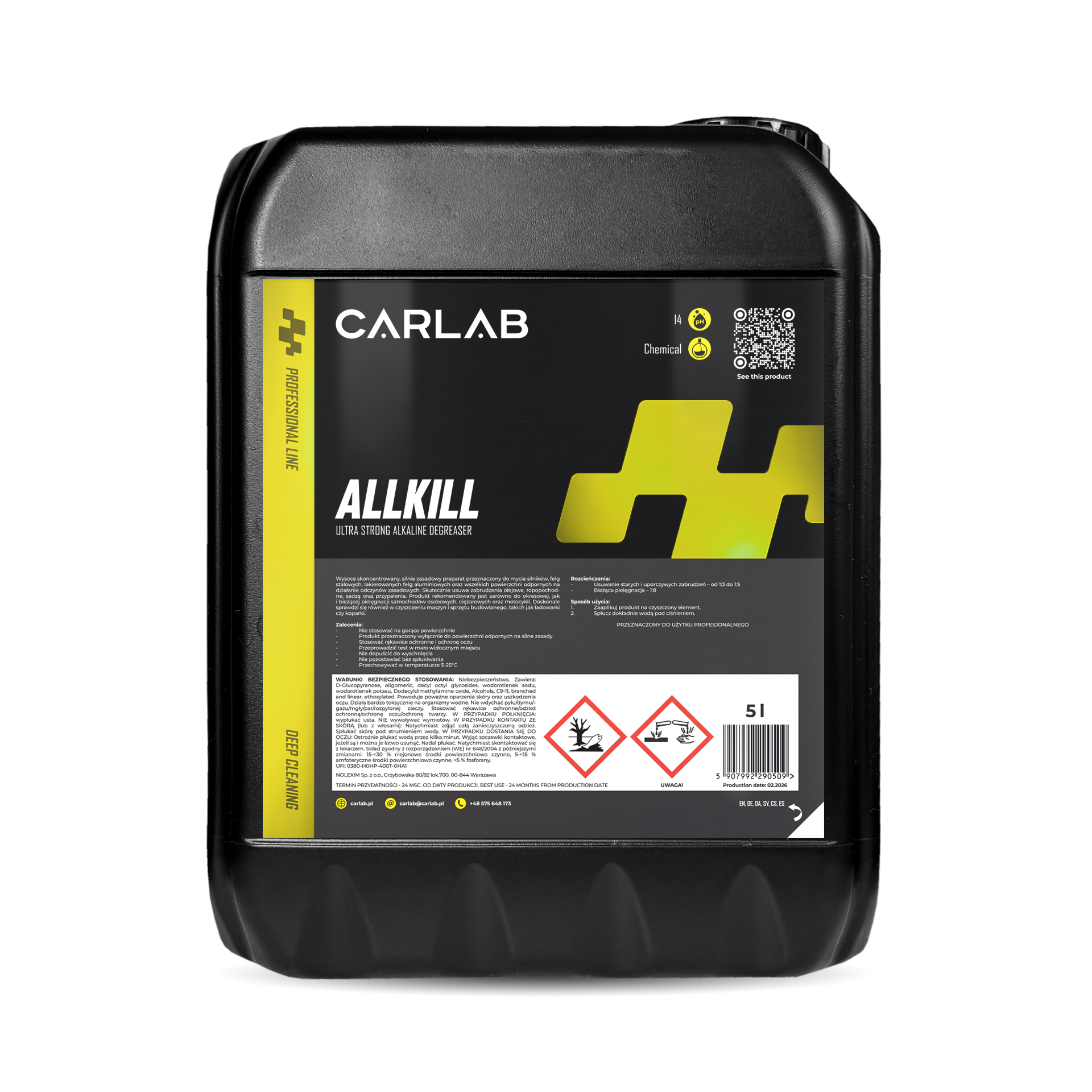 Carlab All Kill 5l - skoncetrowany , zasadowy produkt do mycia silników