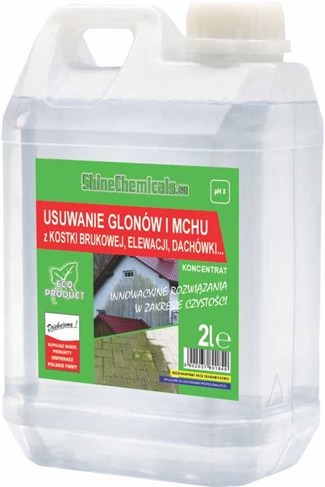 Shine Chemicals Usuwanie glonów i mchu z kostki brukowej, elewacji, dachówki 2L