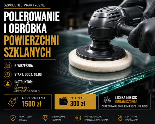 Bilet (zaliczka) na Szkolenie z Polerowanie oraz obróbka powierzchni szklanych
